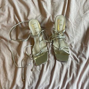 Lulus Gold Lace up sandals